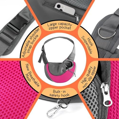 YUDODO Pet Sling Carrier for 10-15 lbs Small Dogs Puppy Crossbody Carrier