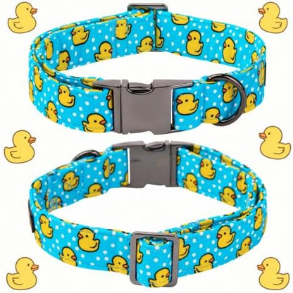 Summer Blue Rubber Duck Dog Collar with Bow for X-Large Dogs