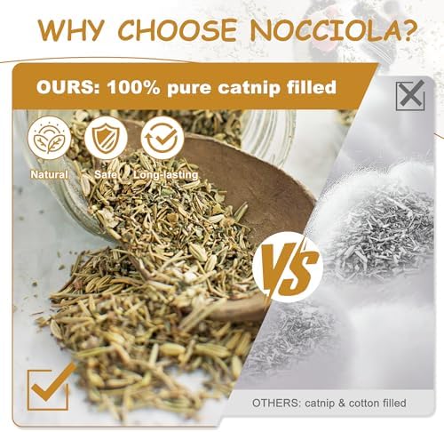 Nocciola 3 Pack Catnip Toys for Cats, Funny Cat Toys Filled with 100% Pure Organic Catnip, Safe Kitten Teething Chew and Kicker Toys, Stress Relieving Fun for Indoor Cats