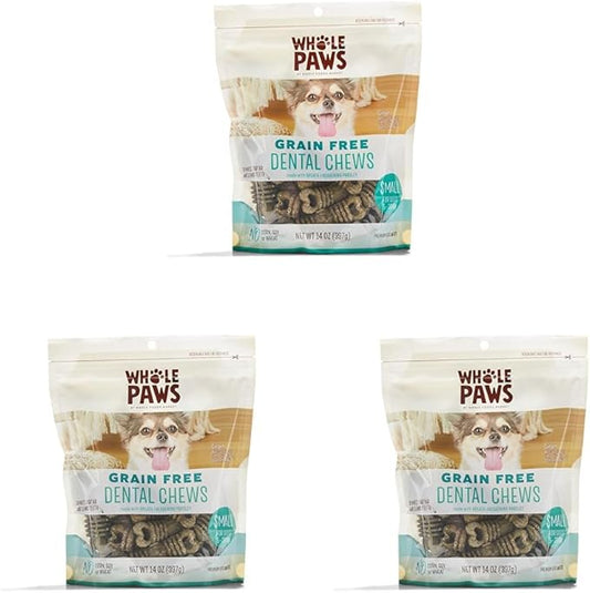 Whole Paws Grain Free Dental Chews, Small, 14 Oz (Pack of 3)