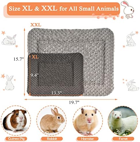Small Animal Bed Mat, Soft & Warm, Suitable for Guinea Pig, Hamster, Rabbit, Rat and Bearded Dragon (X-Large(13.3''x9.4''), Mesh Black) (Pack of 2)