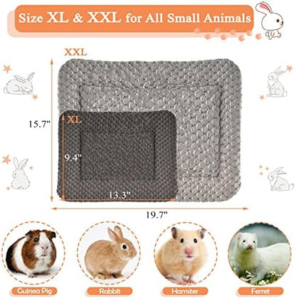 Small Animal Bed Mat, Soft & Warm, Suitable for Guinea Pig, Hamster, Rabbit, Rat and Bearded Dragon (X-Large(13.3''x9.4''), Footprint White) (Pack of 2)