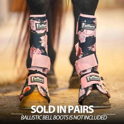 Jeffers Expression Protective Horse Boots 1 Pair, Rose Garden - Safe Neoprene Leg Guards, Comfortable Fit, Durable Strap Closures, Front & Hind Support, Accessories for Travel & Riding - Large