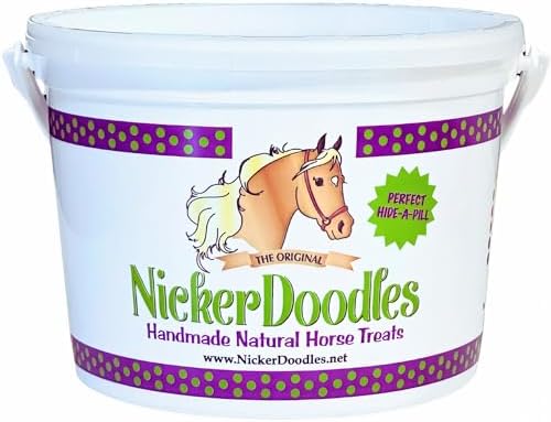 NickerDoodles Horse Treats - 5 lb Pail - Effortlessly Give Medications with Our Soft Baked Treats - Training Treats are The Perfect Motivator - No Additives or Preservatives Handles May Vary