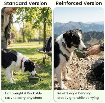 OHMO Large Collapsible Dog Bowls, Steel Rim, 27oz, 2pcs, Camo&Sage Green