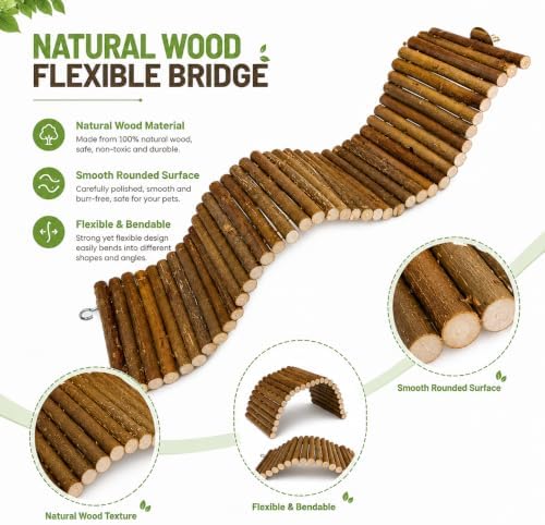 25.6 × 3.9 in Wood Hamster Bridge Rat Climb Toys for Gerbil Mouse Squirrel