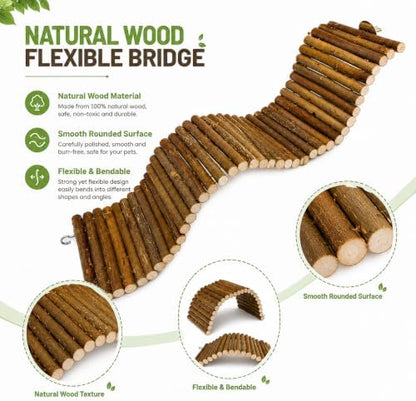 25.6 × 3.9 in Wood Hamster Bridge Rat Climb Toys for Gerbil Mouse Squirrel