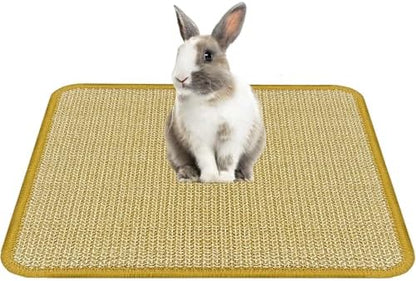 DYAUS Bunny Scratch Pad, Natural Sisal Rabbit Scratching Mat for Claws and Teeth Care, Indoor Bunny Chew Toys Bunny Bed for Biting Sleeping Nesting (1PC, 16x12in)