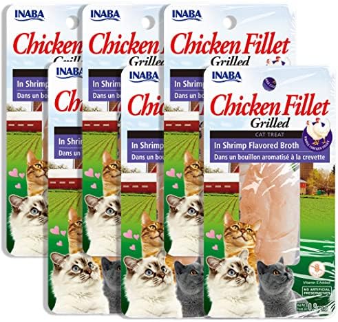 INABA Grilled Fillet Cat Treats, Chicken in Shrimp Broth, 6ct