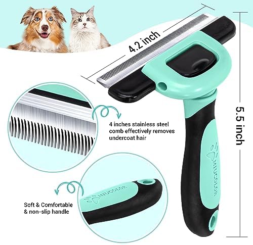 MIU COLOR Pet Grooming Brush, Deshedding Tool for Dogs & Cats, Spring Green