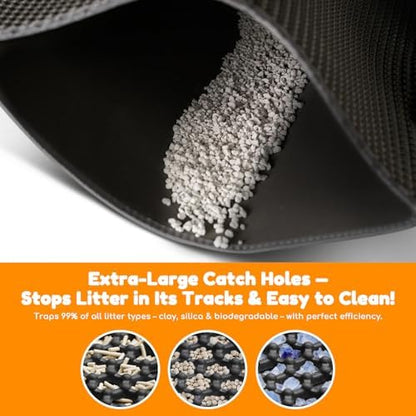 Cat Litter Mat 35"x24",Double Layer EVA Litterbox Mat Brown