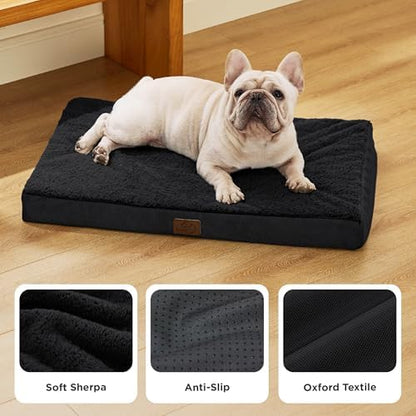 Bedsure Washable Dog Bed Medium Size Dog with Comfy Sherpa, 30x20in Black