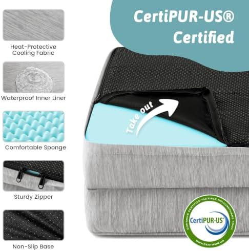 COZY KISS Orthopedic Dog Cooling Bed Washable for Extra Large Dogs, XL