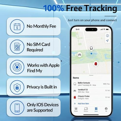 Mini Hidden GPS Tracker for Vehicles, Real-Time Tracking for Cars, iOS Only