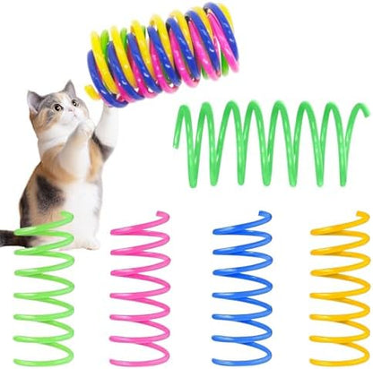 Cat Toy Springs - 80 Pack Colorful Spring Toys for Cats, Bouncy Plastic Cat Spring Toy, Interactive Springs Cat Toys & Cat Toys for Indoor Cats