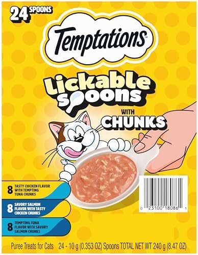 Temptations Lickable Spoons with Chunks Wet Cat Treats, Variety, 24 Count