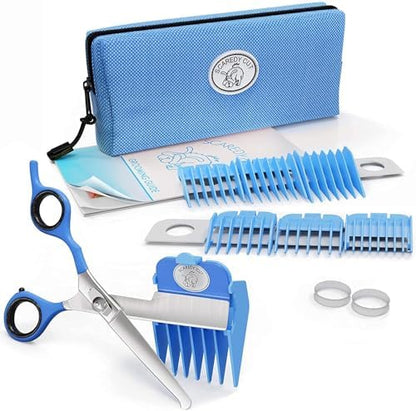 Silent Pet Grooming Kit for Dog, Cat and All Pet Grooming - A Quiet Alternative to Electric Clippers for Sensitive Pets (Left-Handed Blue)