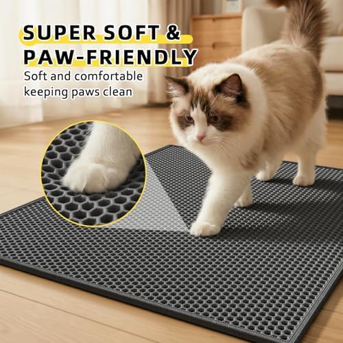 Cat Litter Mat, 30"x24", Waterproof, Easy to Clean (Black-1Pack)