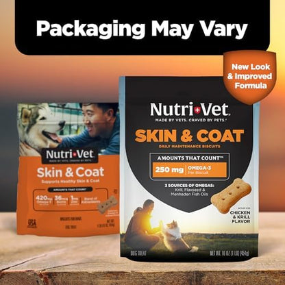 Nutri-Vet Skin & Coat Biscuits, Dog Fish Oil, Dog Skin Coat, 16oz