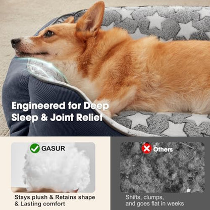 GASUR Large Dog Bed, Rectangle Washable Pet Beds, Orthopedic Dog Sofa Bed, Durable Pet Cuddler Anti-Slip Bottom, Soft Calming Sleeping Warming Puppy Bed (L (35"x 25"x 9"), Black)