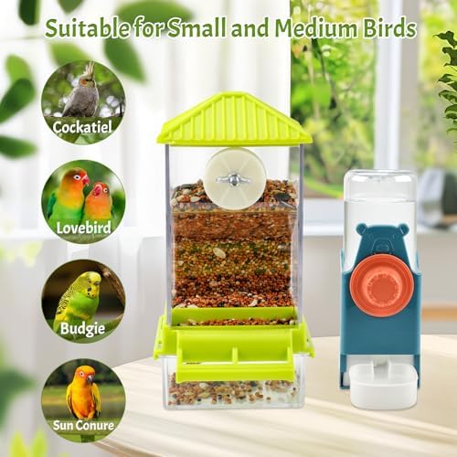Rypet No-Mess Bird Feeder and Water Dispenser Set for Small Birds