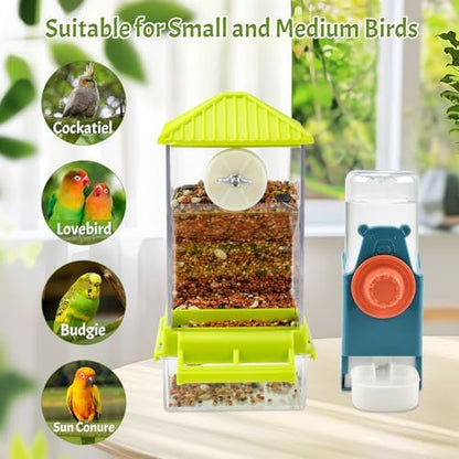 Rypet No-Mess Bird Feeder and Water Dispenser Set for Small Birds