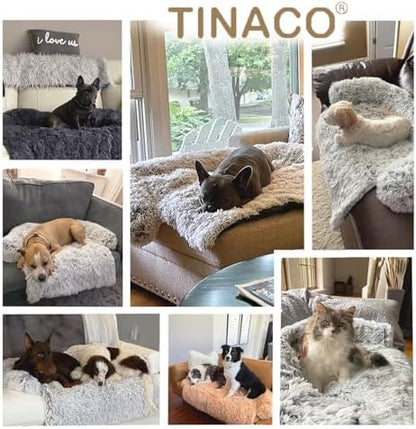 Calming Dogs/Cats Bed Mats, Dog Pad Washable Removable Couch Cover, Plush Long Fur Mat for Pets, Waterproof, Perfect for Small, Medium and Large Dogs and Cats (Desert Brown, 59"x39"x 6.0")