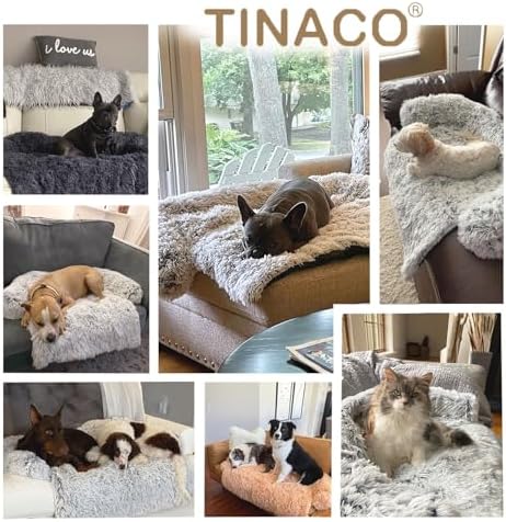 Calming Dogs/Cats Bed Mats, Dog Pad Washable Removable Couch Cover, Plush Long Fur Mat for Pets, Waterproof, Perfect for Small, Medium and Large Dogs and Cats (Desert Brown, 53"x39"x 6.0")