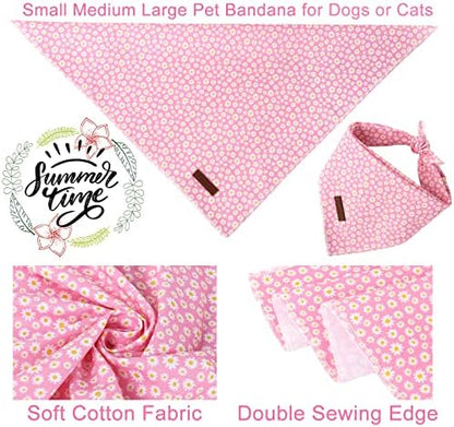 Summer Dog Bandana, Hawaii Bandana for Medium Large Dog, Cute Pink Puppy Bandana, Cotton Adorable Pet Triangle Bid Scarf Kerchief for Girl Boy Dogs