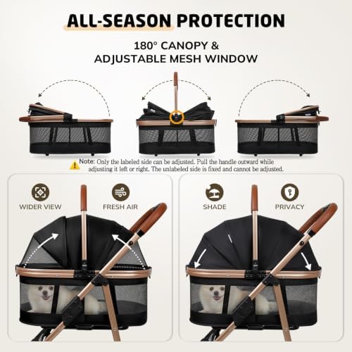 Pet Stroller for Small/Medium Dogs Cats, 50 lbs, 3-in-1 Foldable Stroller