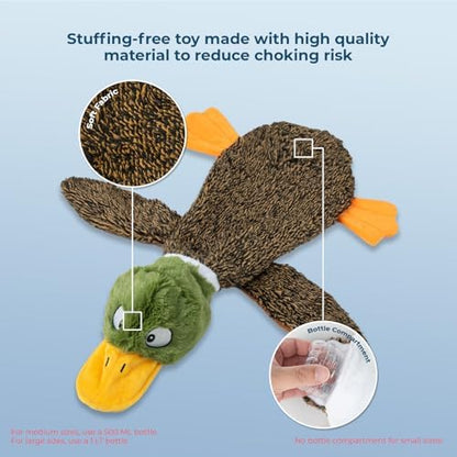 Best Pet Supplies 2-in-1 Stuffless Squeaky Dog Toy - Duck&Alligator, L