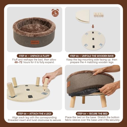 Raised Cat Bed Wooden for Small Cat, Cute Cat Couch with Cushion