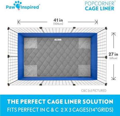 Paw Inspired PopCorner Washable Fleece Cage Liners, C&C 2x3, Gray