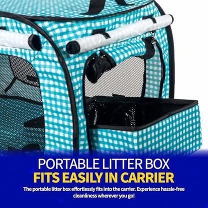 Pet Fit For Life Extra Large Cat Carrier for Travel - Teal Checkers