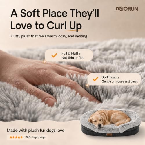 Miorun Fluffy Orthopedic Dog Beds Large Sized Dog, 48" Bolster Sofa Bed