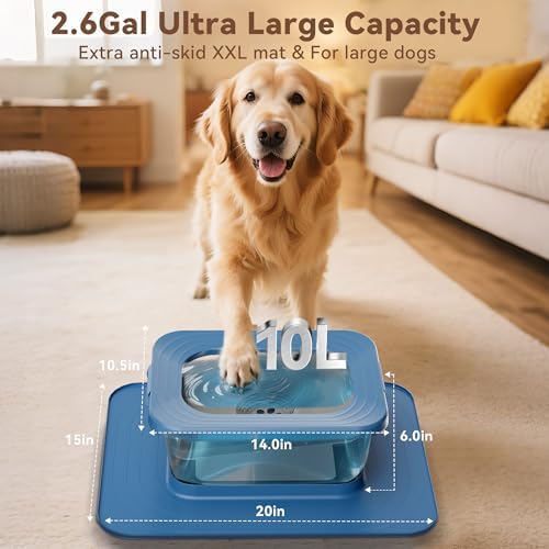 10L No Spill Dog Water Bowl Stainless Steel for Messy Drinkers