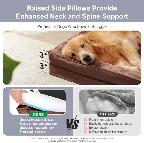 Rainmr Waterproof Dog Bed for Small Dogs - Orthopedic Memory Foam Puppy Couch Sofa, Removable Cover & Anti-Slip Bottom, 36x27 Inches, Brown