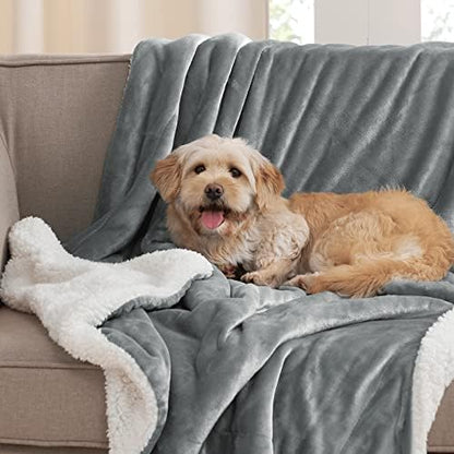 NICETOWN Throws and Blankets for Sofa Sherpa Fleece Plush Soft Cozy Velvet Flannel Throw Blanket for Living Room/Bedroom, Warm Lightweight Reversible Blanket for Bed(Light Grey, 60"x 80")