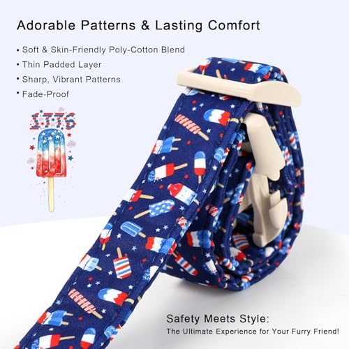 4th of July Dog Collar Patriotic Popsicle Dog Collars for Small Dogs - Lightweight Adjustable Navy Independence Day Puppy Collars Cute Summer Pet Safety Collar S