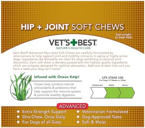 Vet's Best Advanced Hip & Joint Soft Chews for Dogs, 30 Day Supply