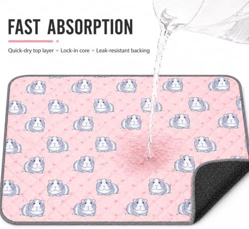 4 pcs Guinea Pig Cage Liners - Washable Guinea Pig Pee Pads, Waterproof Reusable & Anti Slip Guinea Pig Bedding Fast and Super Absorbent Pee Pad for Small Animals Rabbit Hamster Rat (4)