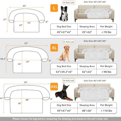 Calming Dog Bed Fluffy Plush Dog Mat for Furniture Protector with Removable Washable Cover for Large Medium Small Dogs and Cats (Extra Large (53x39.3x6), Light Grey)