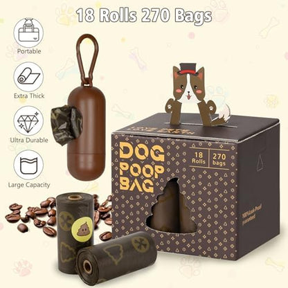 Dog Poop Bags with Dispenser 18 Rolls 270 Count Pet Waste Bags Strong Thick