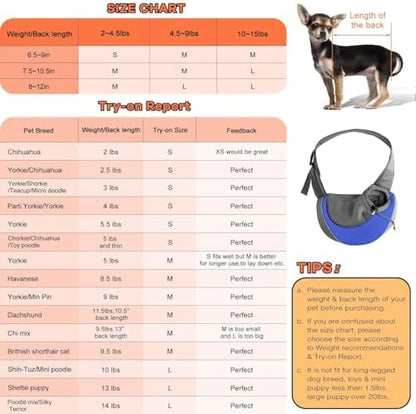 YUDODO Pet Sling Carrier for 10-15 lbs Small Dogs Puppy Crossbody Carrier