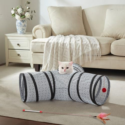 Cat Tunnels for Indoor Cats 3 Way Play Toy Kitty Tunnel Peek Hole Toy with Ball for Cat Tube Fun for Rabbits Kittens and Dogs