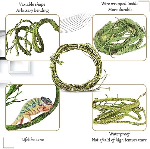 Hamiledyi Fake Reptile Plants for Terrarium, Bendable Snake Climbing Vine