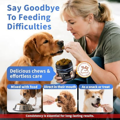Senior Advanced Joint Supplement for Dogs – 17-in-1 Glucosamine for Dogs with Chondroitin – Hip & Joint Pain Relief Pills – Mobility Support Chews – Large & Small Breeds - Chicken Flavor – 90Ct