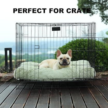 Bedfolks Waterproof Dog Crate Bed, Plush Dog Pad, 29"x21", Sage Green
