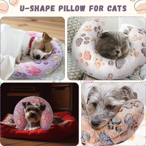 Sweetude 4 Pcs Cat Pillow Calming Pet Dog Neck Pillow, Paw, Large
