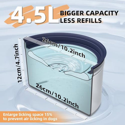Decflow 1.2Gal No Spill Dog Water Bowl with Slow Drinking Feeder